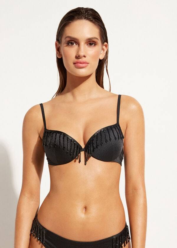 Calzedonia Lightly Gepolstert Push-up Taipei Bikinioberteile Damen Schwarz | CH2414HK