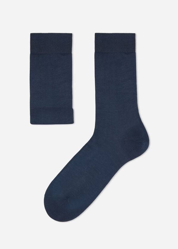 Calzedonia Lisle Thread Crew Socken Herren Navy | CH1383IS