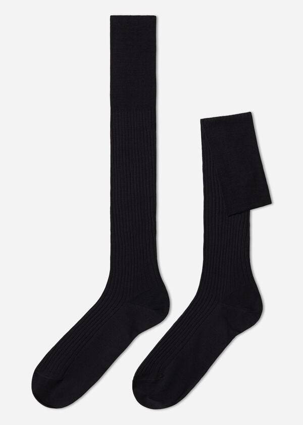 Calzedonia Lisle Thread Gerippt Long Socken Herren Navy Grau | CH1436OR