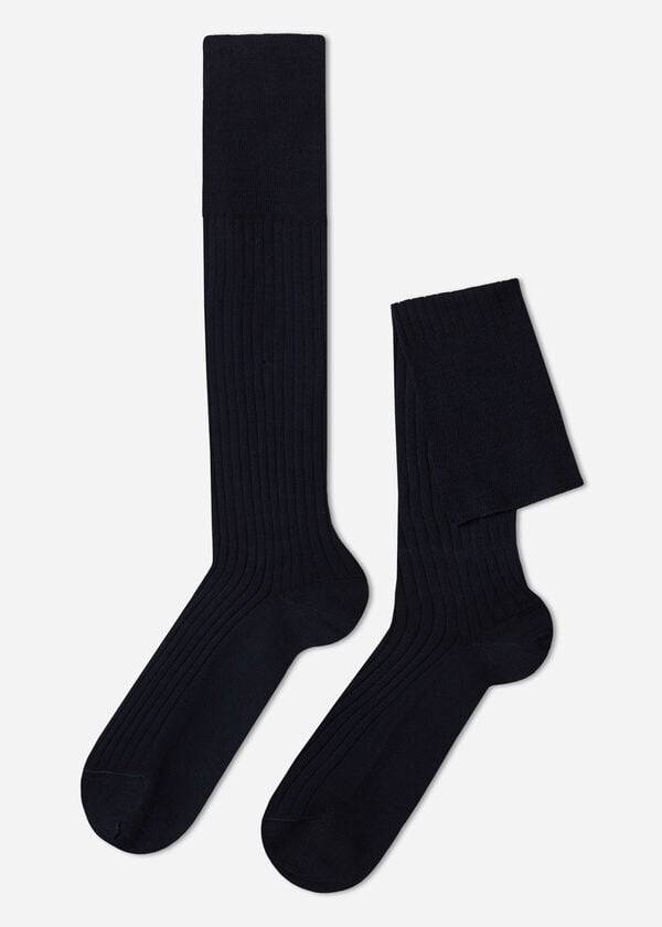 Calzedonia Lisle Thread Gerippt Long Socken Herren Blau | CH1439SO