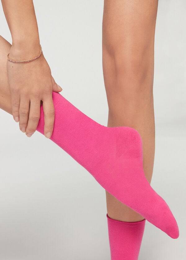 Calzedonia Non-Elastic Baumwoll Ankle Kurzes Socken Damen Rosa | CH1733ZG