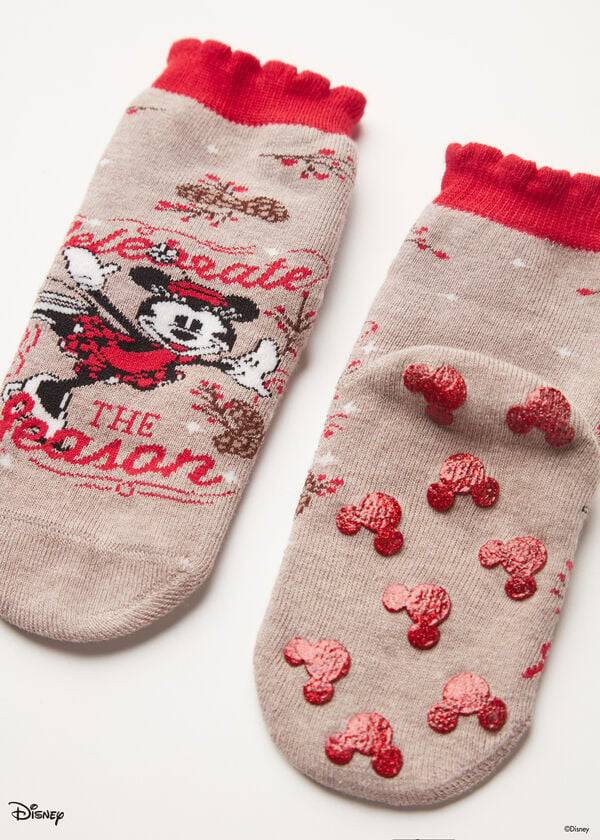 Calzedonia Non-slip Disney Minnie Mouse Christmas Kurzes Socken Kinder Braun | CH1074AP