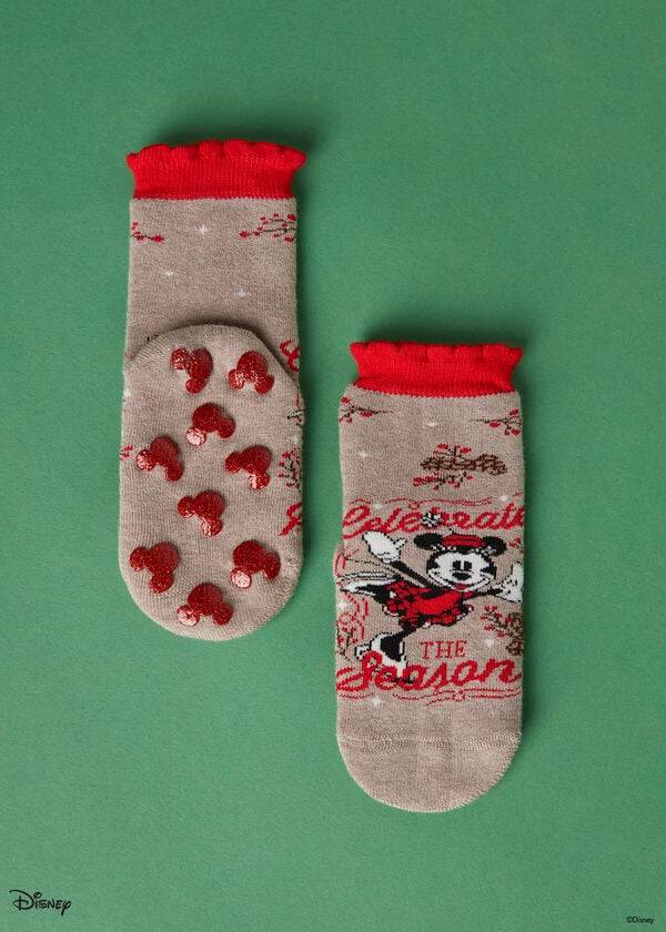 Calzedonia Non-slip Disney Minnie Mouse Christmas Kurzes Socken Kinder Braun | CH1074AP