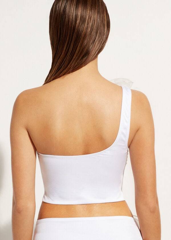 Calzedonia One-Shoulder Bandeau Bora Bora Bikinioberteile Damen Weiß | CH2409XF