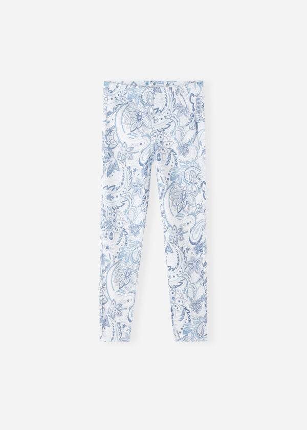 Calzedonia Paisley-Print Denim Leggings Kinder Weiß Blau | CH1055KI