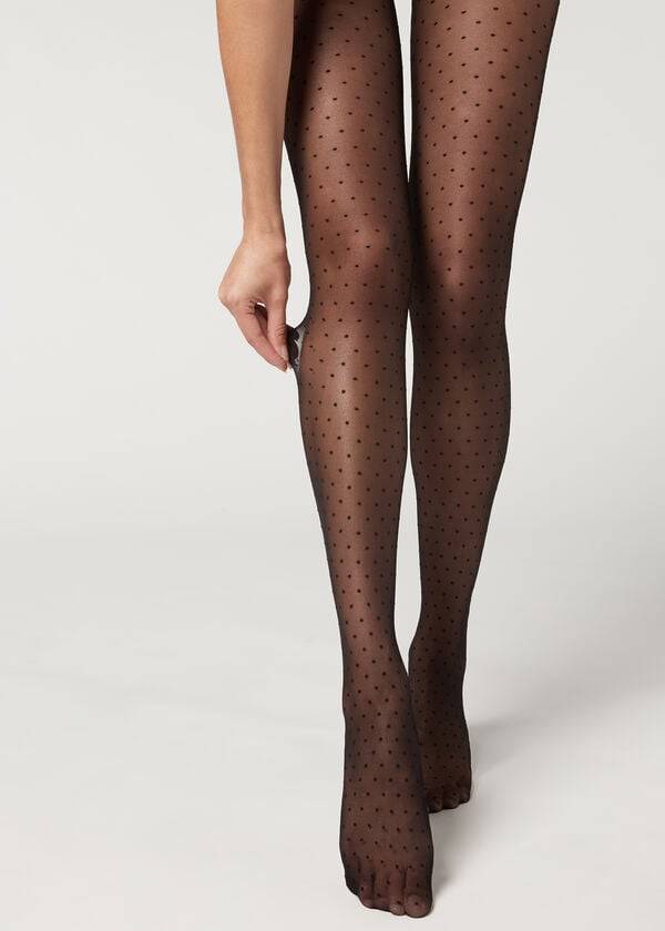 Calzedonia Polka Dot 20 Denier Invisible Sheer Patterned Strumpfhose Damen Schwarz | CH3072AP