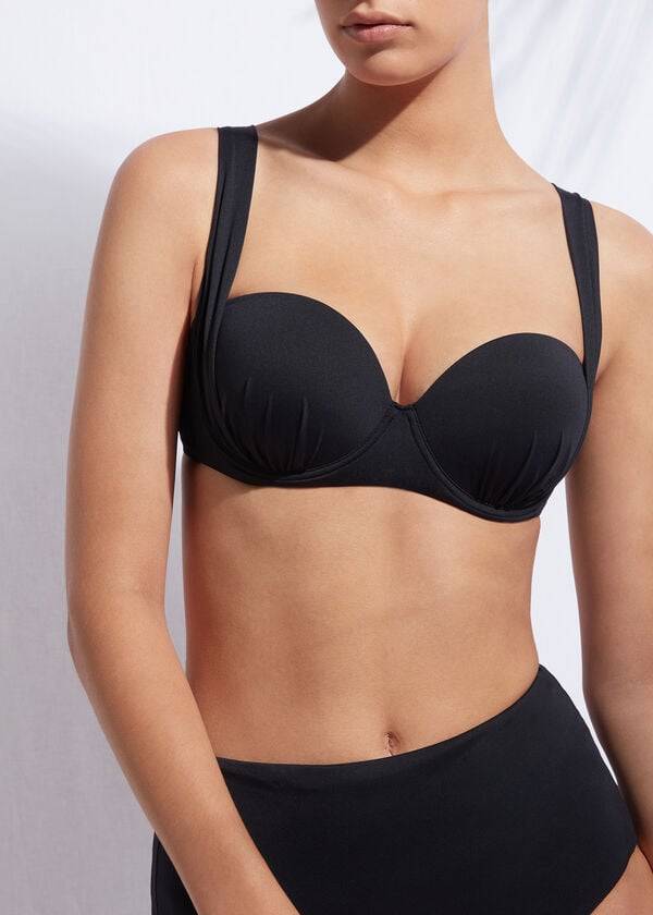 Calzedonia Push-Up Bandeau Indonesia Bikinioberteile Damen Schwarz | CH2237RW