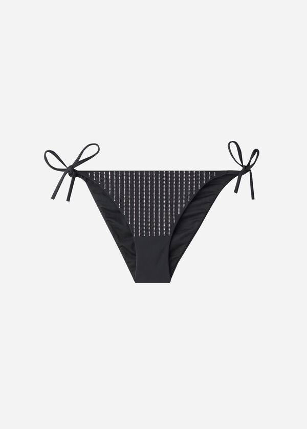 Calzedonia Rhinestone String Shanghai Bikinihosen Damen Schwarz | CH2667HK