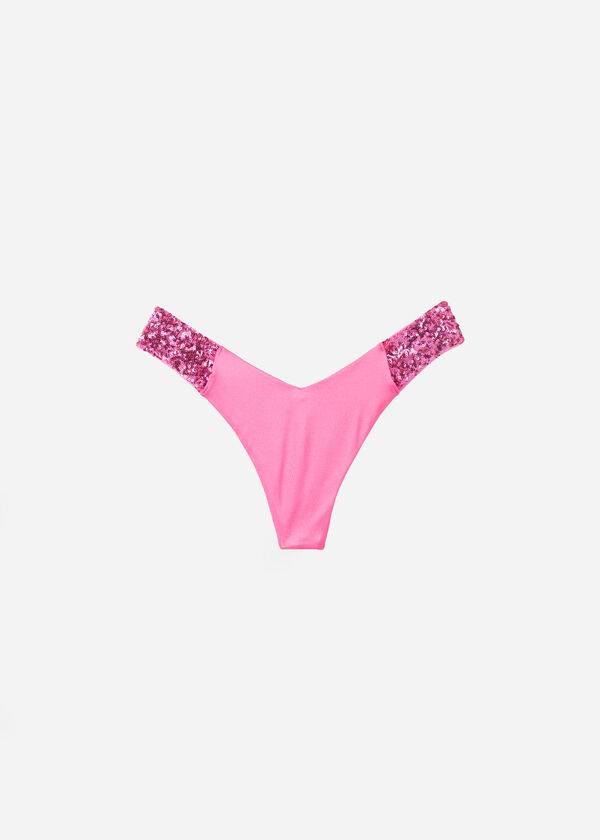 Calzedonia Sequined High-Cut Brazilian Cannes Cheeky Bikinihosen Damen Rosa | CH2645SO