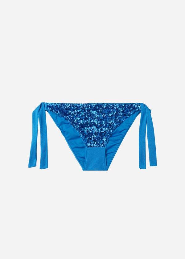 Calzedonia Sequined Side-Tie Cannes Bikinihosen Damen Blau | CH2640NB