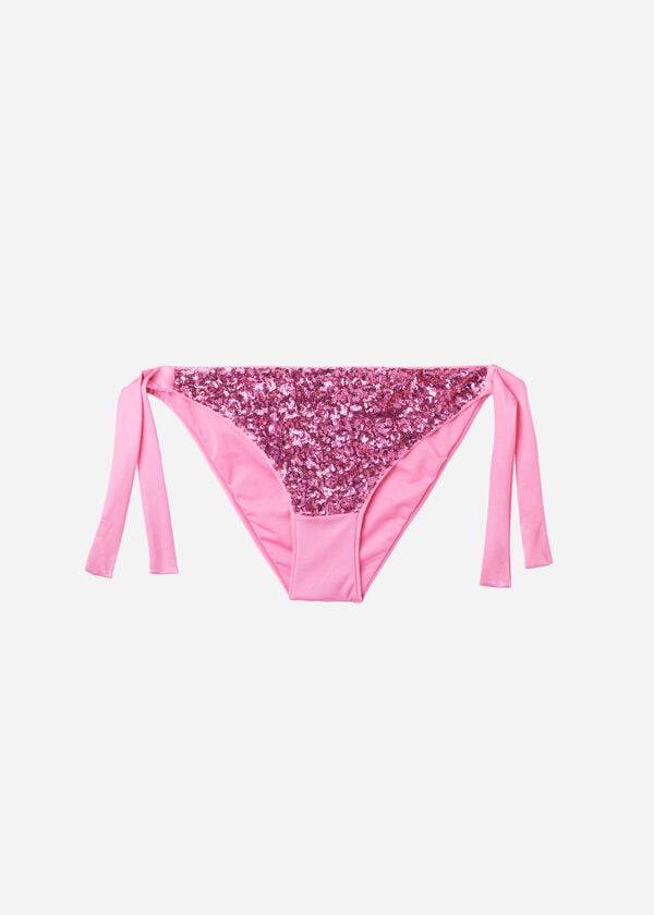 Calzedonia Sequined Side-Tie Cannes Bikinihosen Damen Rosa | CH2641HK