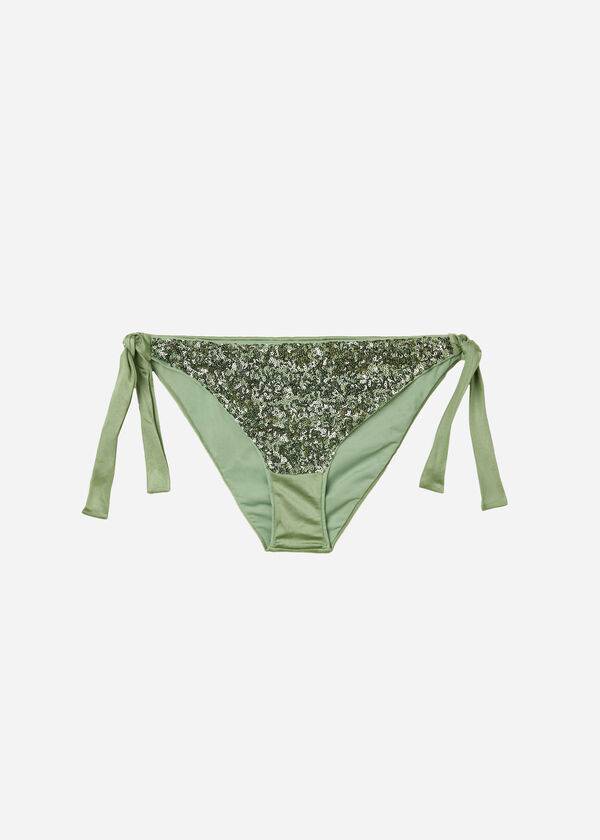 Calzedonia Sequined Side-Tie Cannes Bikinihosen Damen Grün | CH2643FM