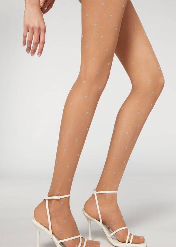 Calzedonia Sheer 30 Denier All-Over Polka-Dot Patterned Strumpfhose Damen Beige | CH3062EX