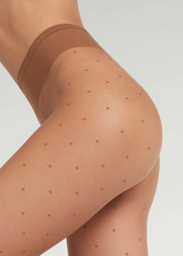 Calzedonia Sheer polka dot Strumpfhose Damen Beige | CH2956AP