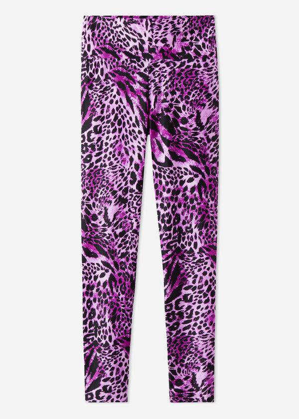 Calzedonia Shiny Animal-Print Turn Leggings Damen Rosa | CH1509RW