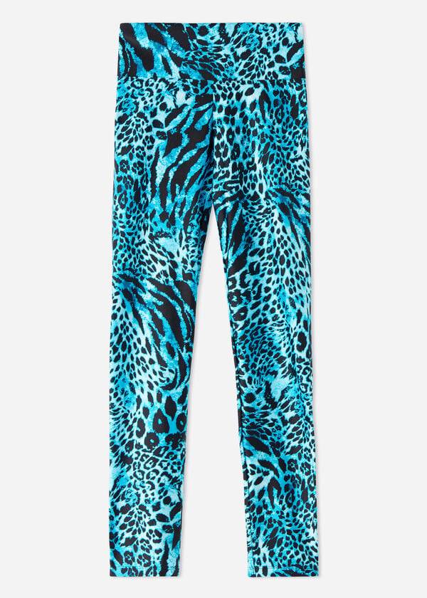 Calzedonia Shiny Animal-Print Turn Leggings Damen Türkis | CH1510TV