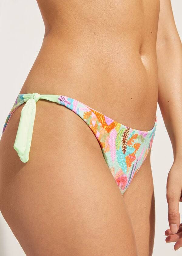 Calzedonia Side-Tie Brazilian Foliage Tahiti Bikinihosen Damen Grün | CH2623HK