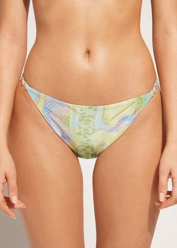 Calzedonia Snake-Pattern Adjustable-Side Las Palmas Bikinihosen Damen Grün | CH2618ZG