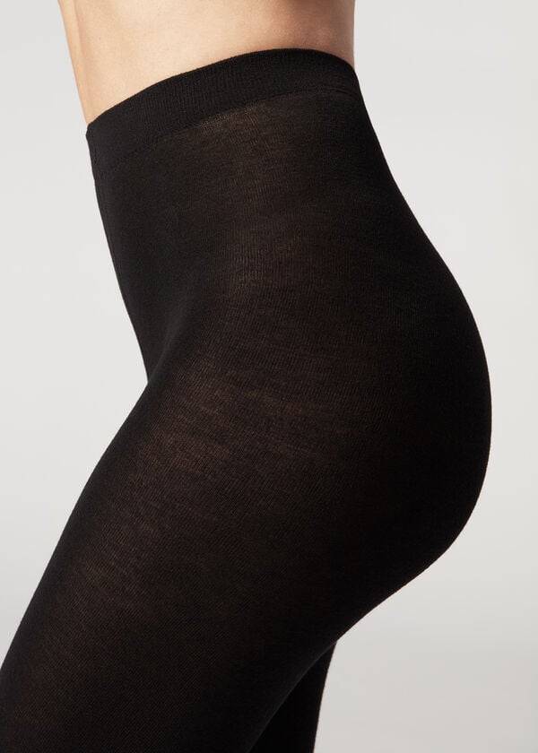 Calzedonia Soft Modal and Cashmere Blend Opaque Strumpfhose Damen Schwarz | CH3124SO