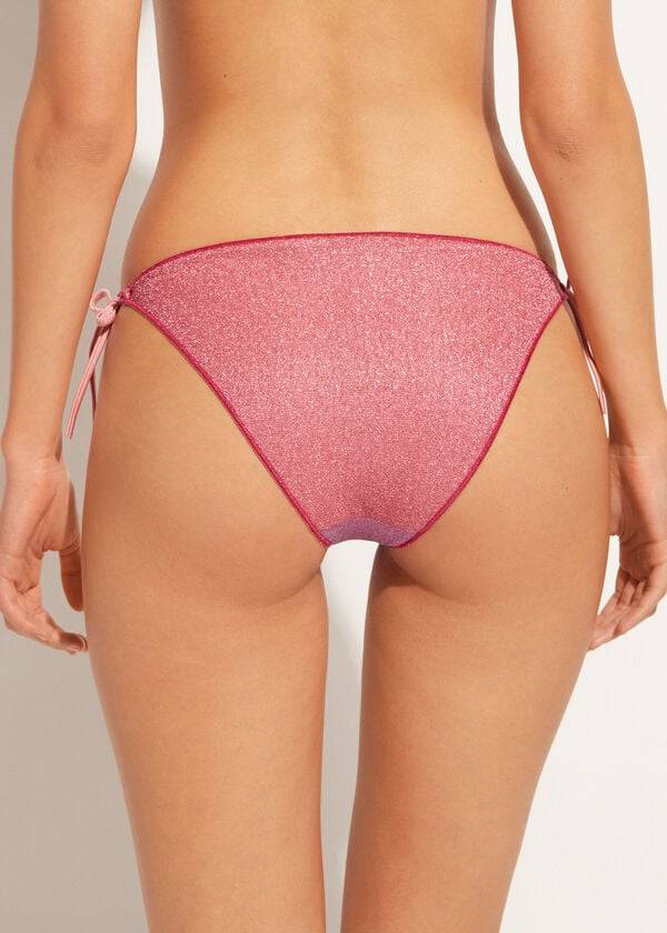 Calzedonia String Tie Lamé Lisbona Bikinihosen Damen Rosa | CH2570HK