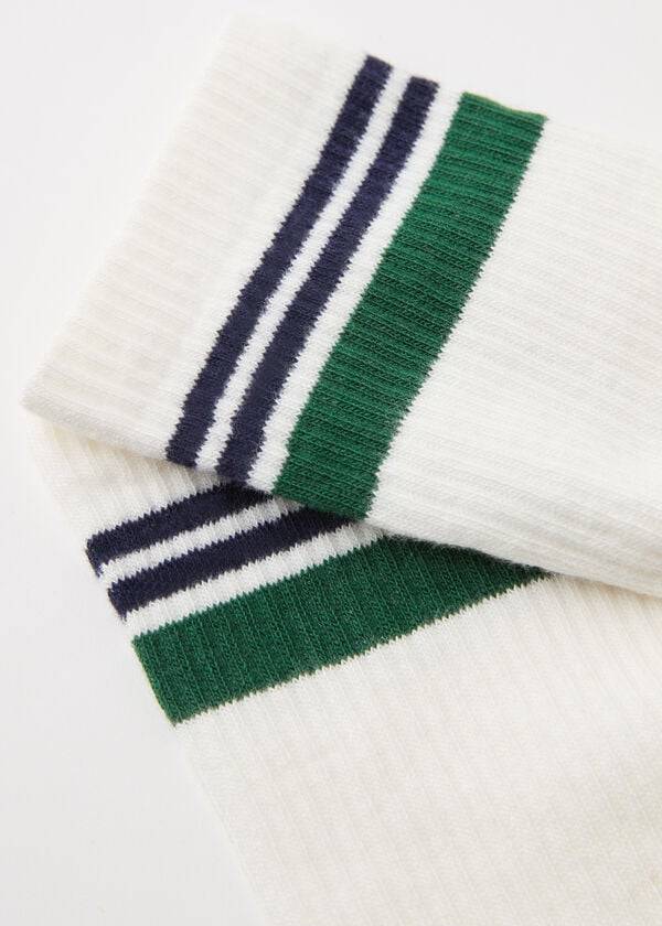 Calzedonia Stripe Motif Crew Socken Herren Weiß | CH1319CE