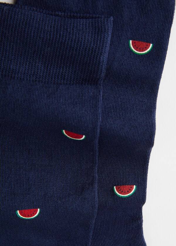 Calzedonia Summer Print Crew Socken Herren Blau Navy | CH1316LH