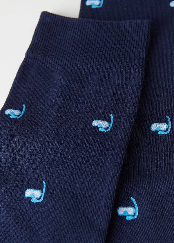 Calzedonia Summer Print Crew Socken Herren Blau | CH1318XF