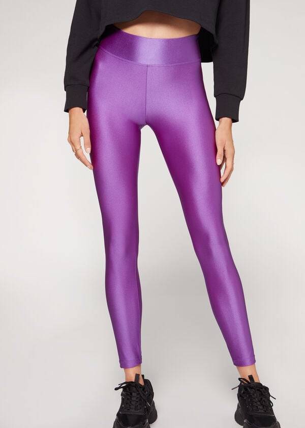 Calzedonia Super Shiny Leggings Damen Lila | CH1500XF