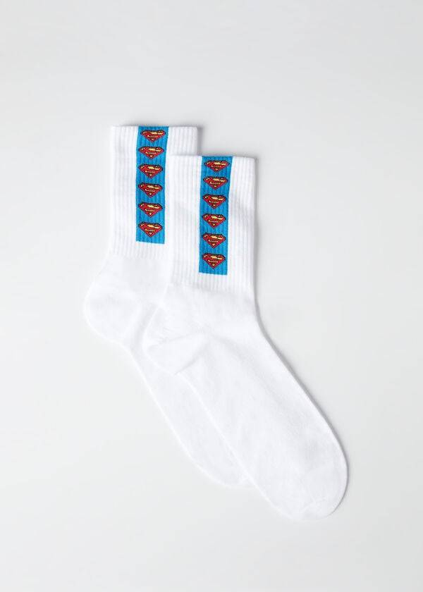 Calzedonia Superman Crew Socken Herren Weiß Blau | CH1333PQ