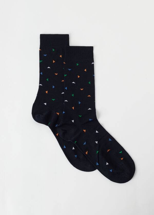 Calzedonia Triangle Pattern Crew Socken Herren Blau | CH1328TV