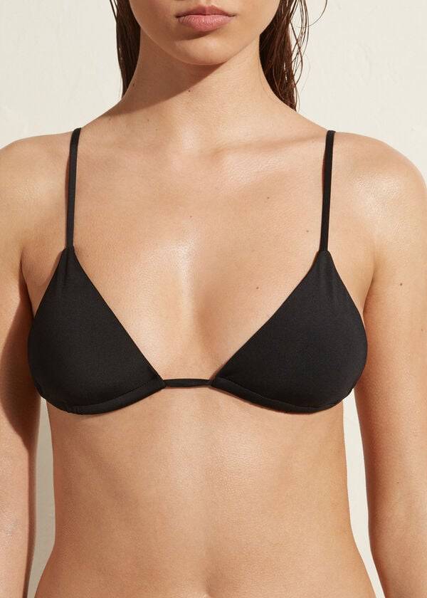 Calzedonia Triangle String Indonesia Eco rosa Bikinioberteile Damen Schwarz | CH2150XF