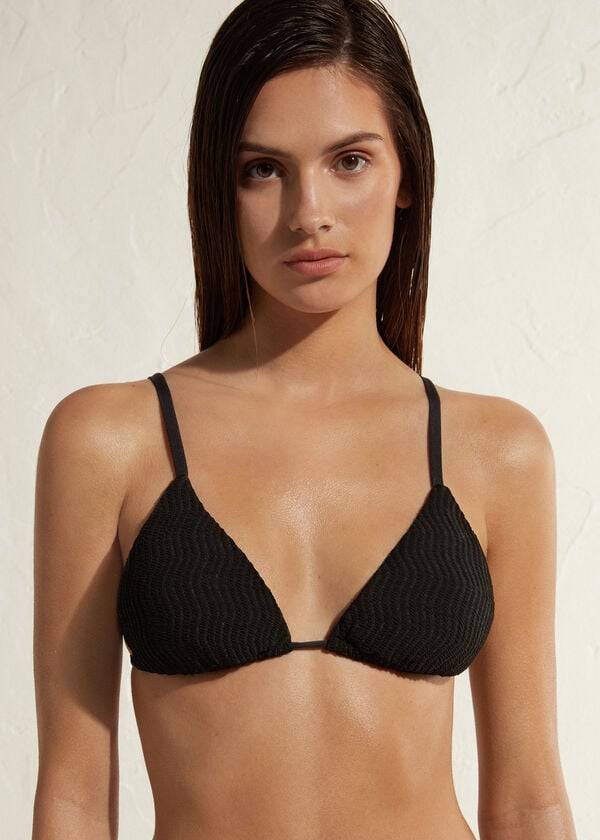 Calzedonia Triangle String Mykonos Bikinioberteile Damen Schwarz | CH2136UT