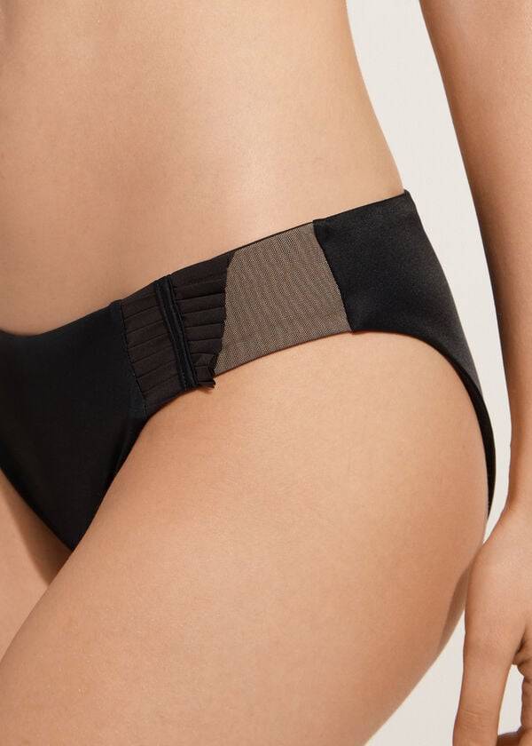 Calzedonia Tulle Insert Tokyo Bikinihosen Damen Schwarz | CH2533QZ