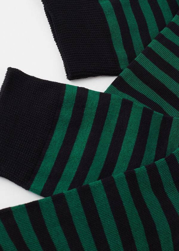 Calzedonia Two-Tone Gestreift Crew Socken Herren Grün | CH1314JJ