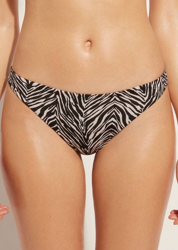 Calzedonia Zebra Nairobi Bikinihosen Damen Schwarz | CH2530RW